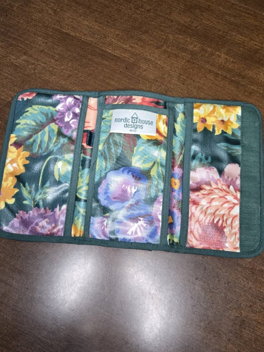 Vintage 80s Nordic House Designs NYC Floral Folding Wallet with Pockets USA Made